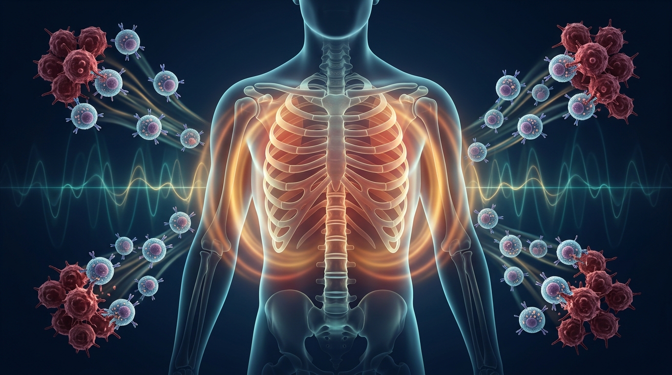 Immune cells attacking distant tumours during oncothermia electro-hyperthermia treatment in integrative cancer care